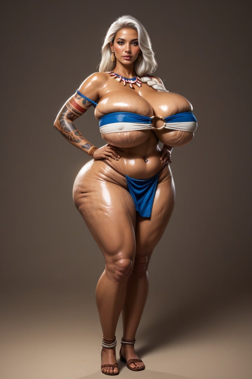 Oiled Skin, Model, Colossal Breast Hentai AI Porn