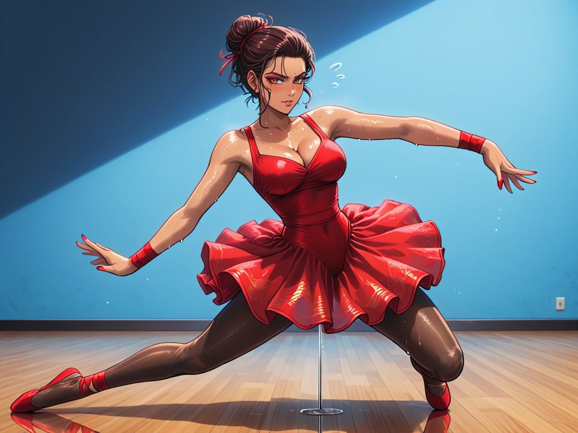 Woman Performing Ballet Dance, Beauty Mark, Ballet Barre Hentai AI Porn