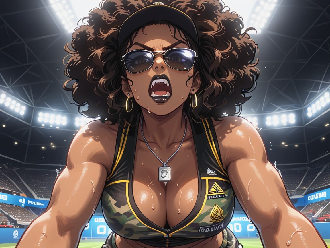 Afterimage, Wearing Camouflage Training Clothes, Bounce Lines Hentai AI Porn