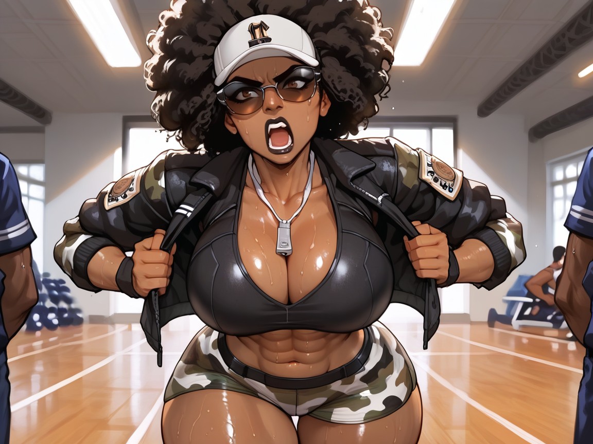 Black Aviator Sunglasses, Black Strap Details, Sweat Highlights Porno latina IA