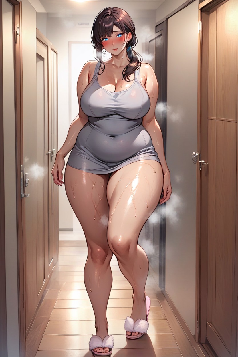 Pink Shorty, Standing, Extremely Beautiful Woman Hentai AI Porn