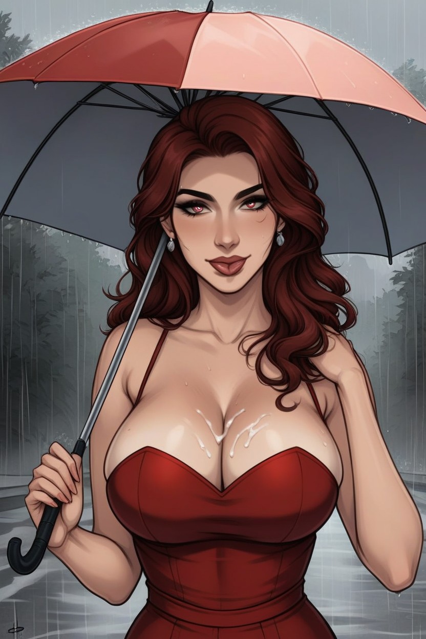 Milf, Gentle Smile, Full Pinkish Lips Hentai AI Porn