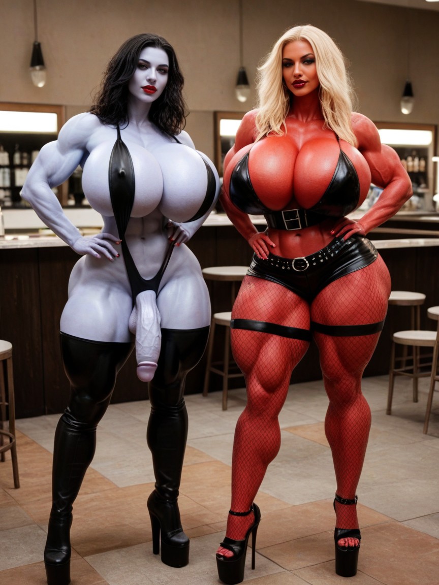Blue Skin, Gigantic Thigh Muscles, Super Long Legs Shemale AI Porn