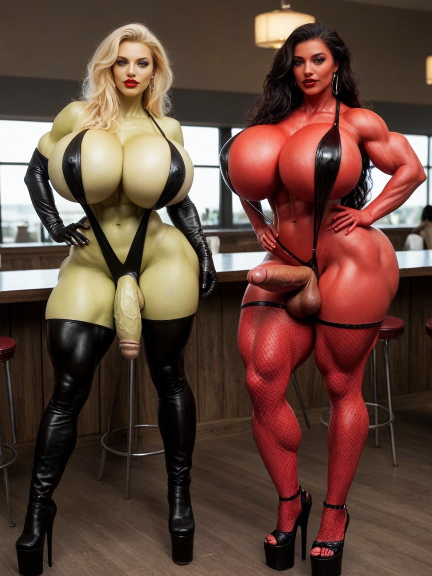 Muscular Striated Thighs, Ultra Detailed, Extremely Tall Shemale AI Porn