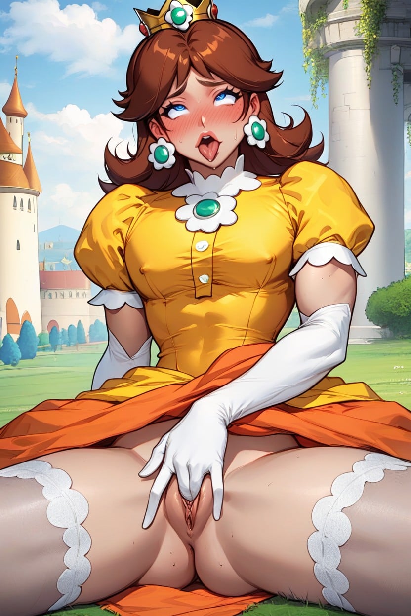 Wearing Male Daisy Dress, Ahegao, Puffy Lips AI Porn
