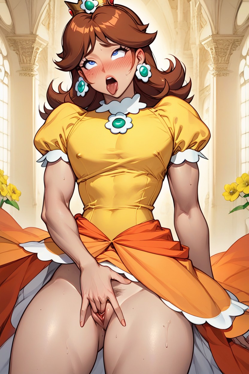 Peach Castle From Super Mario, Female Masturbation, Soft Face AI Porn
