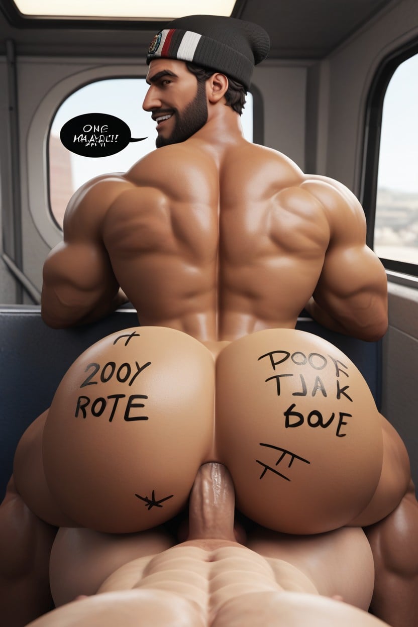 Muscular, Hole Is Powerful, Body Writing On Ass AI Gay Porn