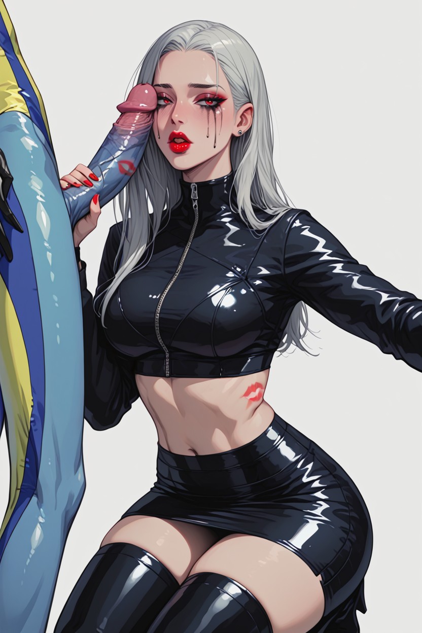 Crop Top, Red Lipstick, 25+ AI Porn