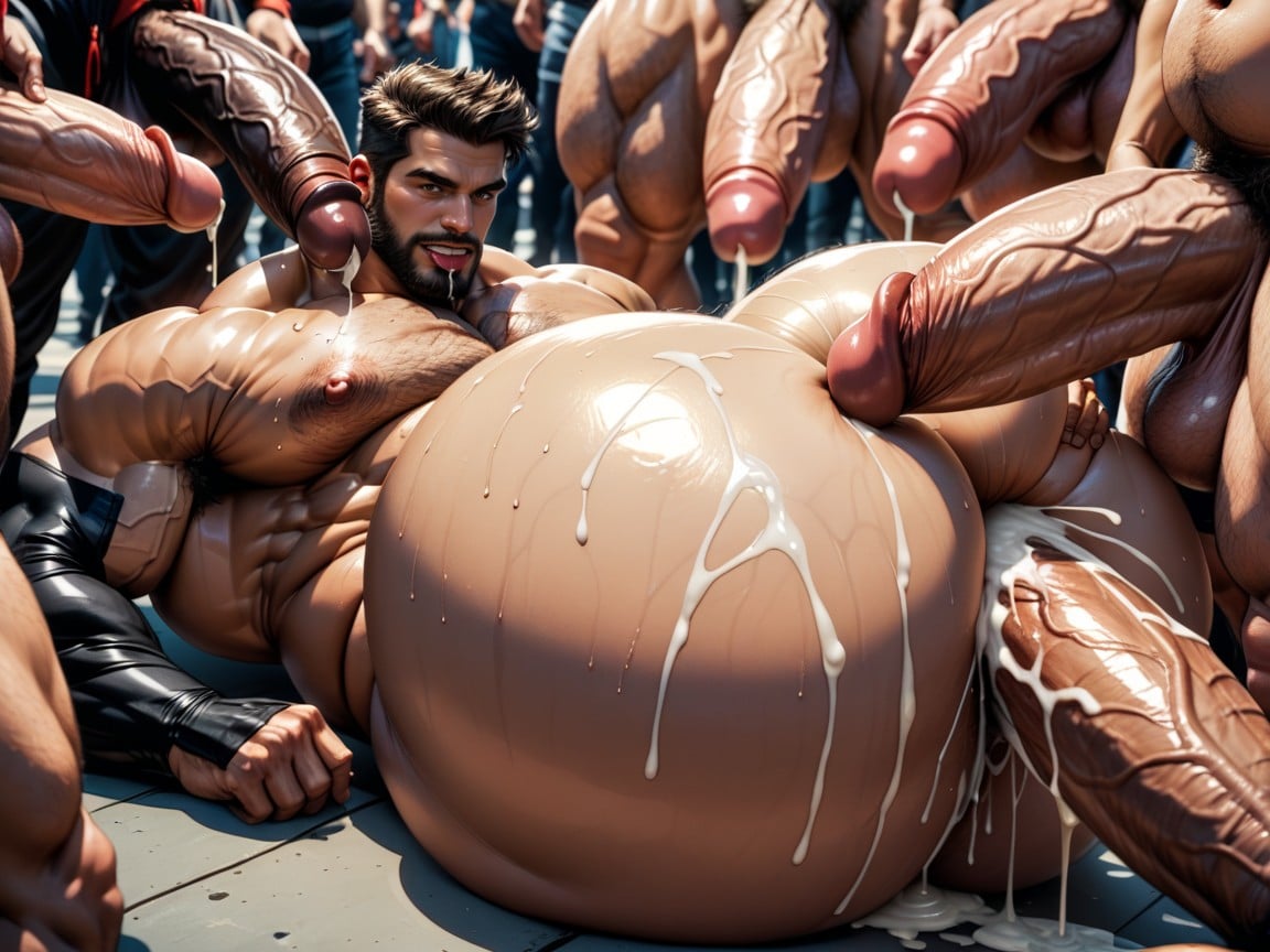 Dark Five Oclock Shadow, Oiled Skin, Close Up AI Gay Porn