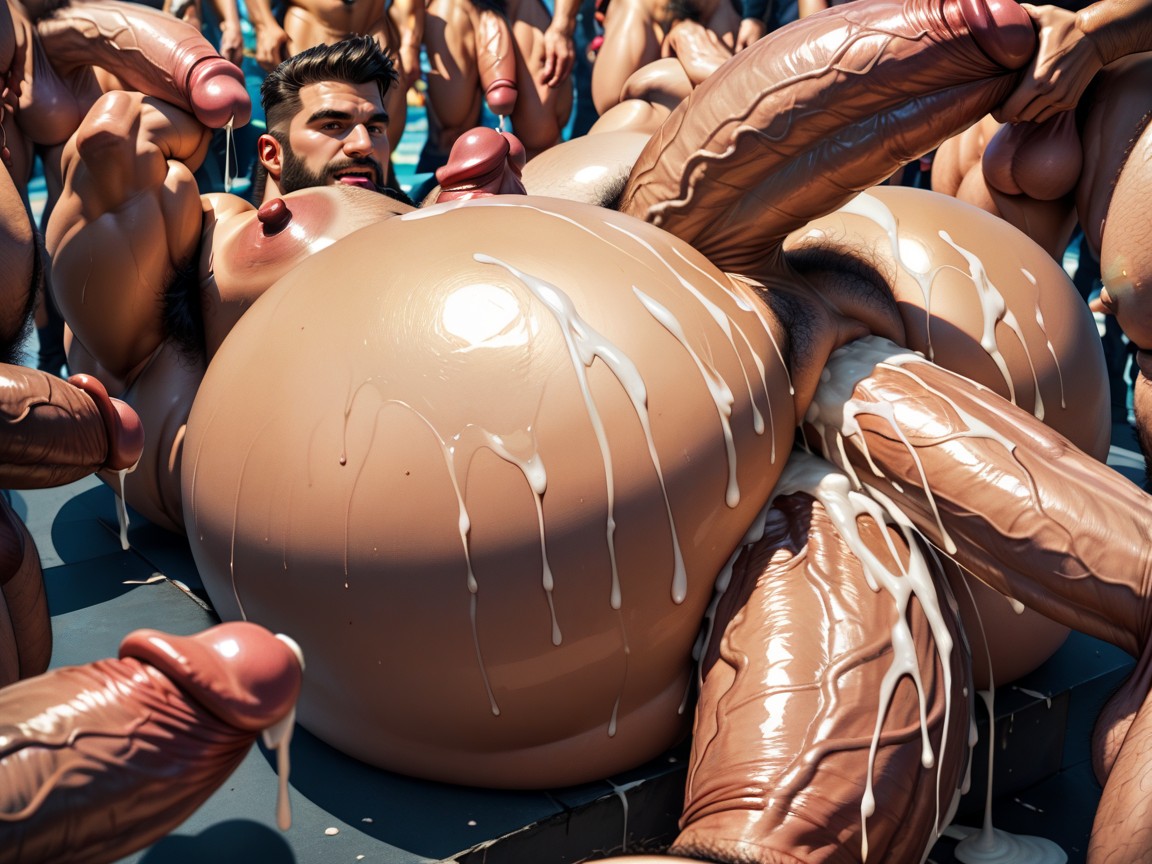 Massive Ass, Dark Five Oclock Shadow, Huge Hyper Nipples AI Gay Porn