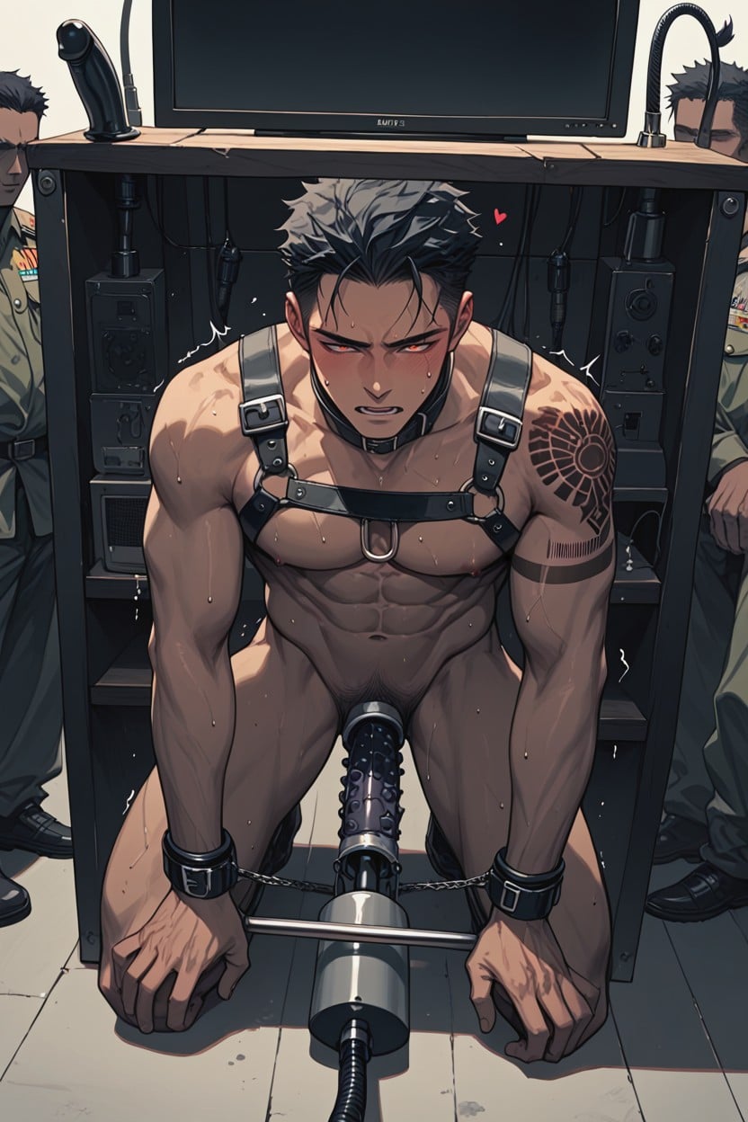 Military, Very Short Hair, Restrained AI Gay Porn
