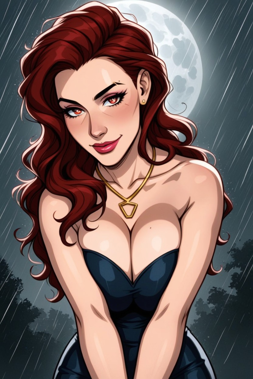 Raining, Large Almond-shaped Eyes, Milf Hentai AI Porn
