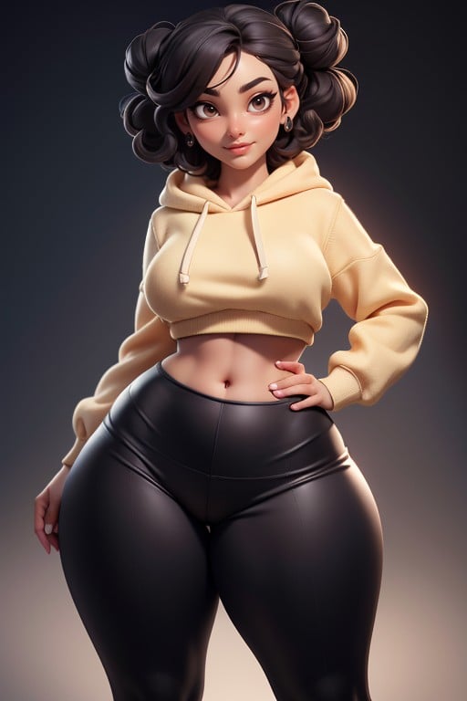 Cream Spandex Pants, Thick, Perfect Body Hentai AI Porn