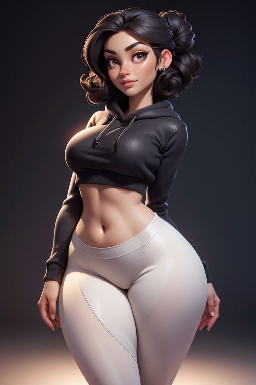 Yoga Pants, Dark Brown Eyes, Tan Skin Hentai AI Porn