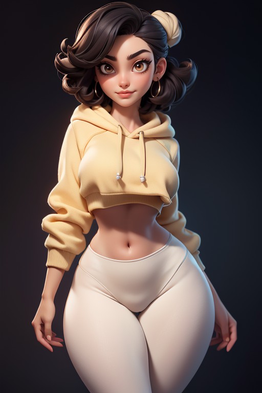 Cream Colored Outfit, 25+, Cream Spandex Pants Hentai AI Porn