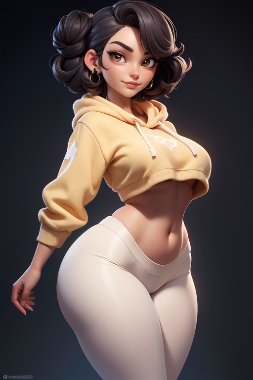 Pants Sit Below Navel, Short Length, Yoga Pants Hentai AI Porn