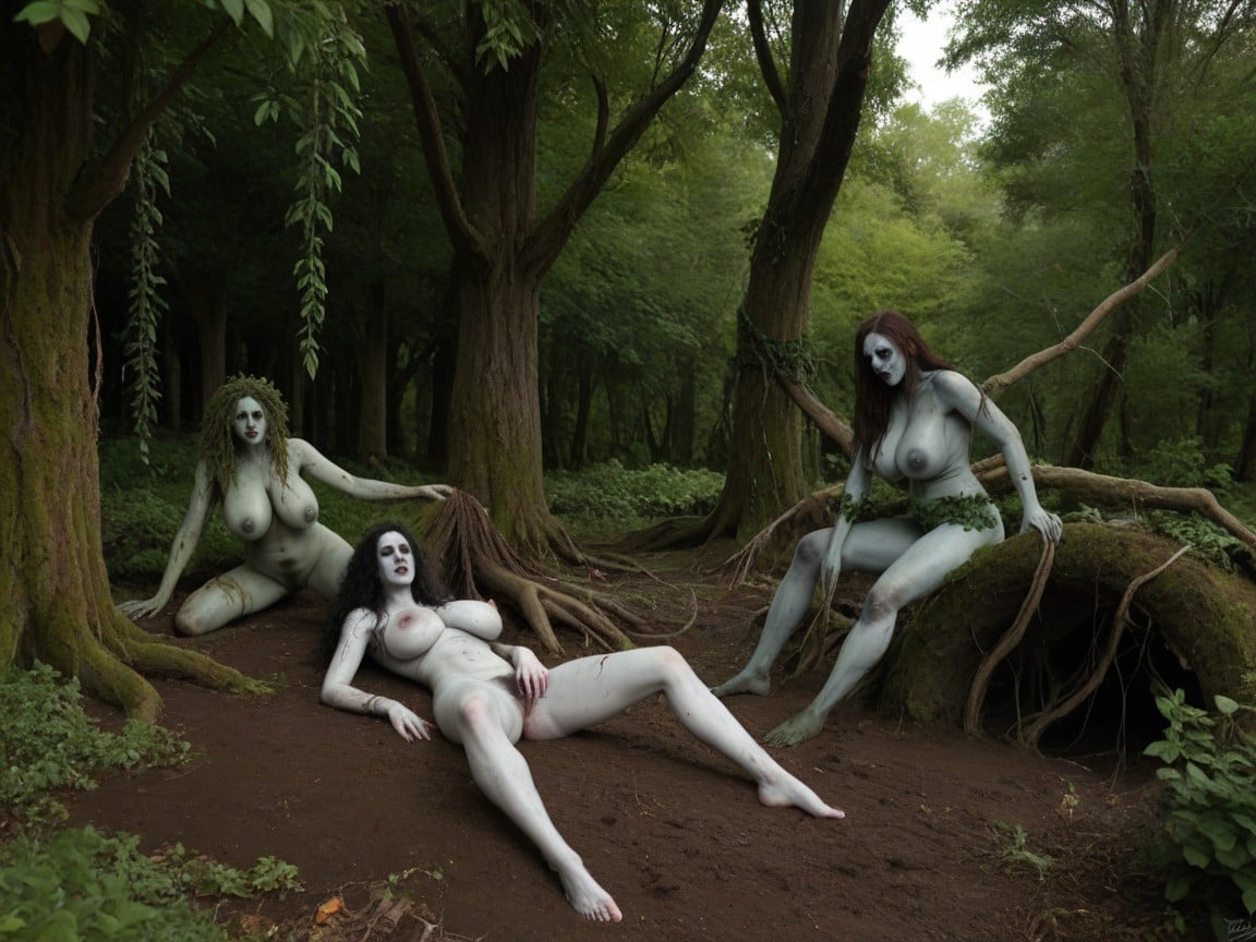 Decayed Zombie Skin, Rotten Flesh, Horror Plant Zombie Woman AI Porn