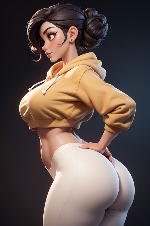 No Hair In The Back Of Head, Cream Colored Outfit, Pants Sit Below Navel Hentai AI Porn
