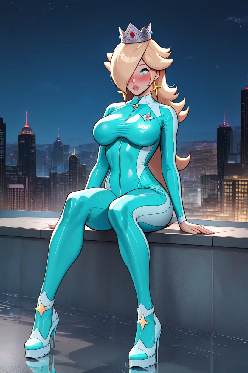 Bimbo Face, Rosalina, Wearing Full Body Wetsuit AI Porn