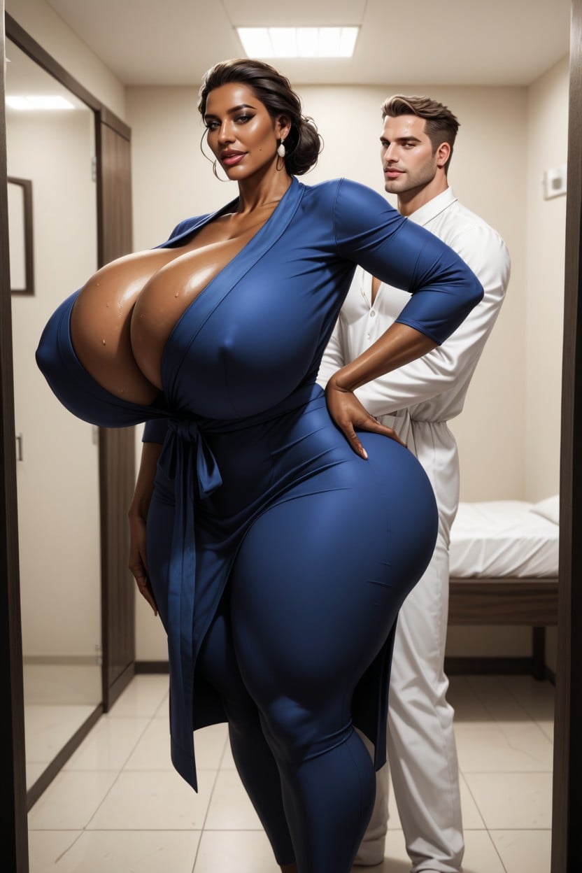Thighs Exposed, 2 People, Extremely Large Ass AI Porn