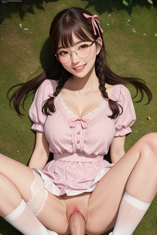 No Panties, Tight Neck Blouse, Bow アジアのAIポルノ