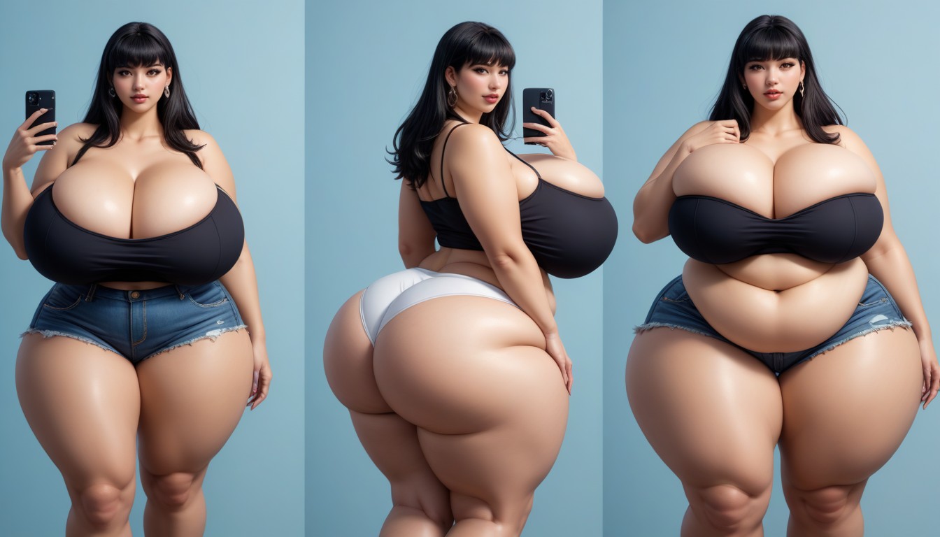 Most Hyper Ultra Mega Busty Woman Ever To Be Seen, Thick Thighs, Hyper Fat Thick Curvy Fuller Figured Asian American College Woman BBW AI Porn