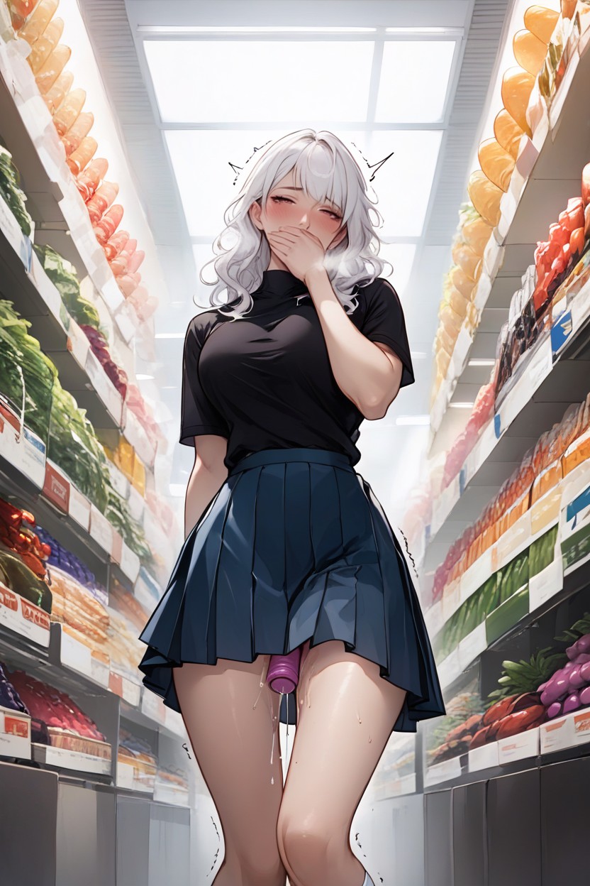 18+, White Hair Woman Walking, Steam Breath AI Porn