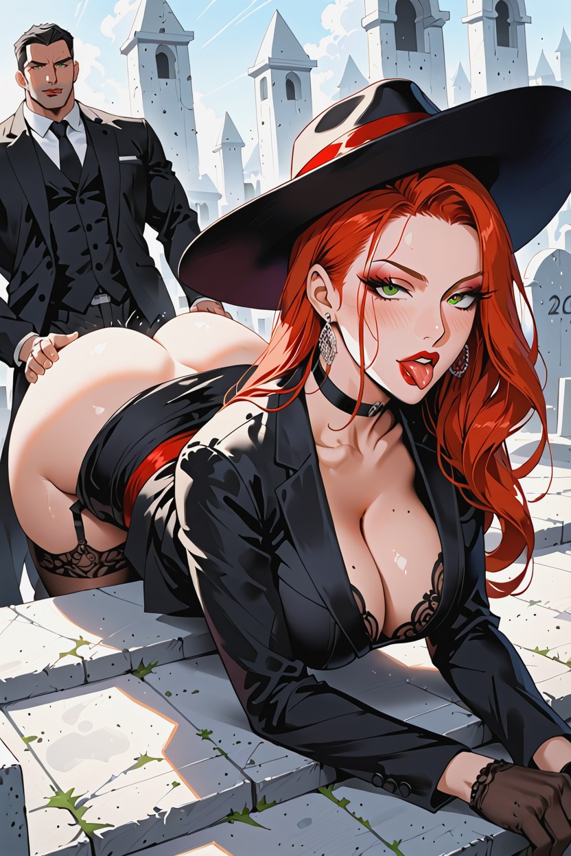 Widows Hat, Perfect Face, Earrings Hentai IA