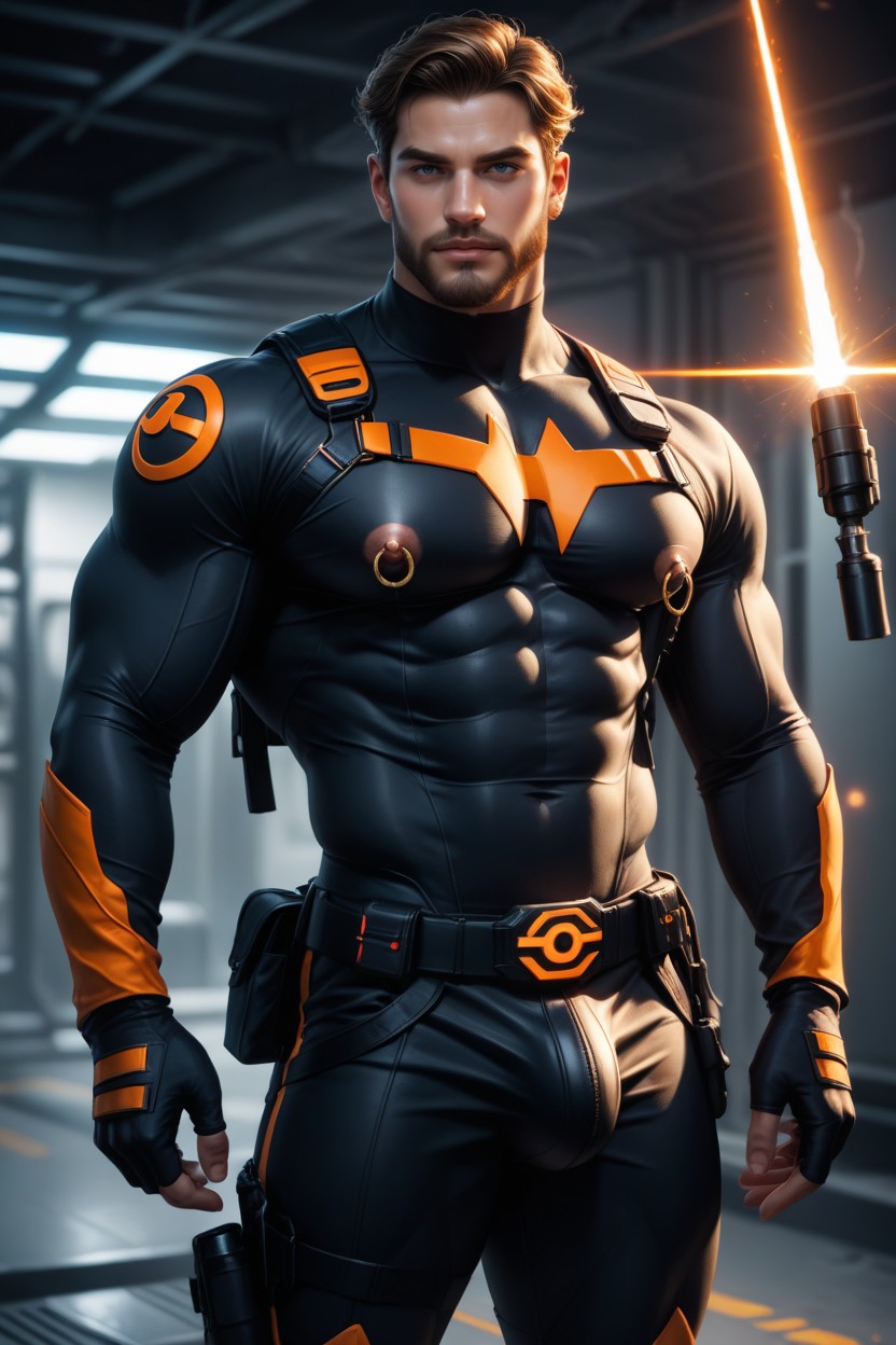 Laser Gun, Biceps, Hyper Realistic Porno IA Gay