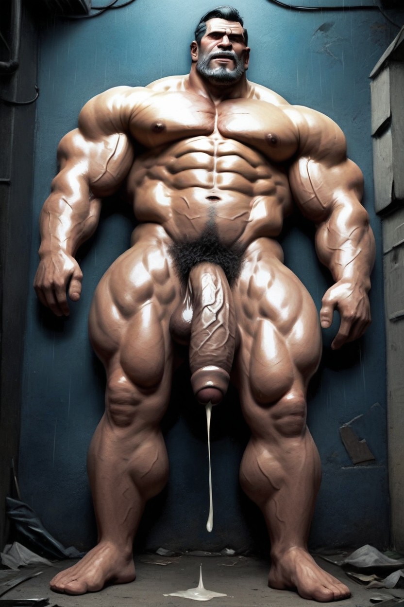 Front View, Massive Heavy Balls, Hands Pinching Nipples AI Gay Porn