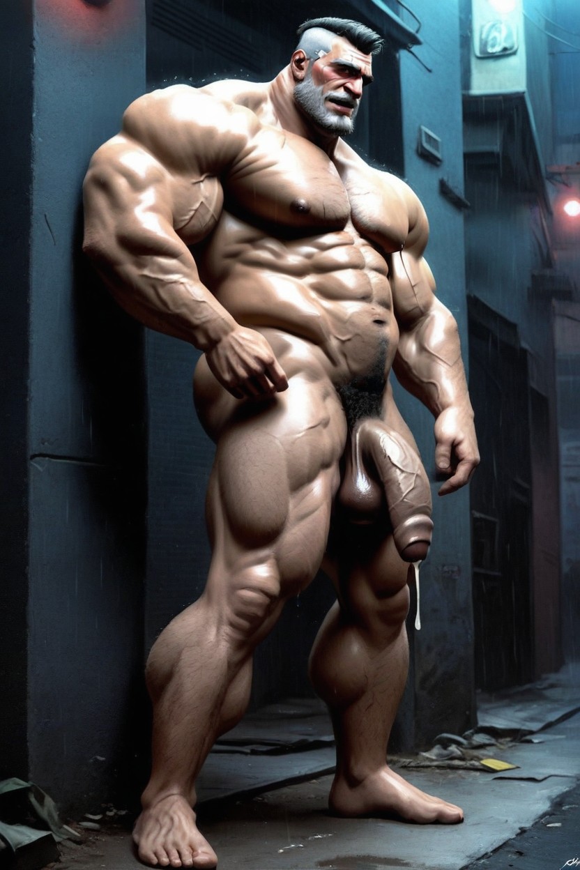 Black Hair, Vista Lateral, Grabbing Pecs Porno gay IA