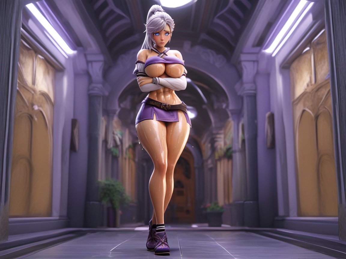 Ultra Detailed, Ino Yamanaka, Black Fishnet Bodysuit With Visible Skin AIポルノ