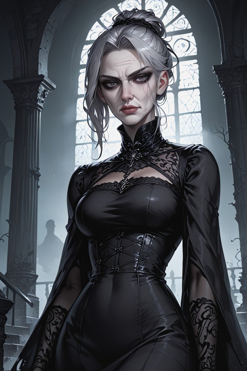 Dutch Angle, Unsettling Mood, Dark Gray Eyes Hentai AI Porn