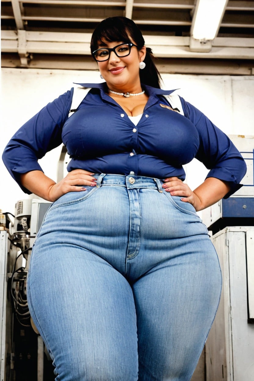 Bottom Up, Oily Pale Skin, Hyperrealistic Details BBW AI Porn