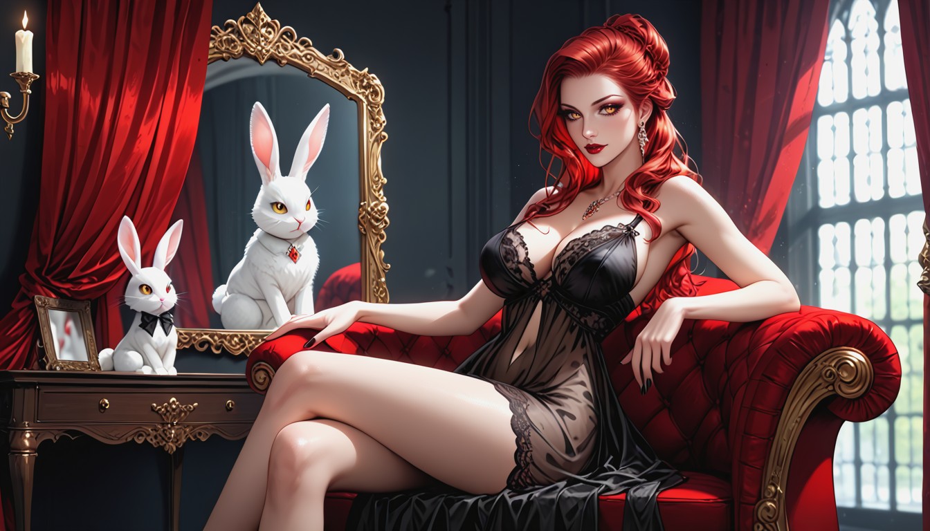 Elegant Detailed Face, Soft Light Reflections, Red Haze Hentai AI Porn