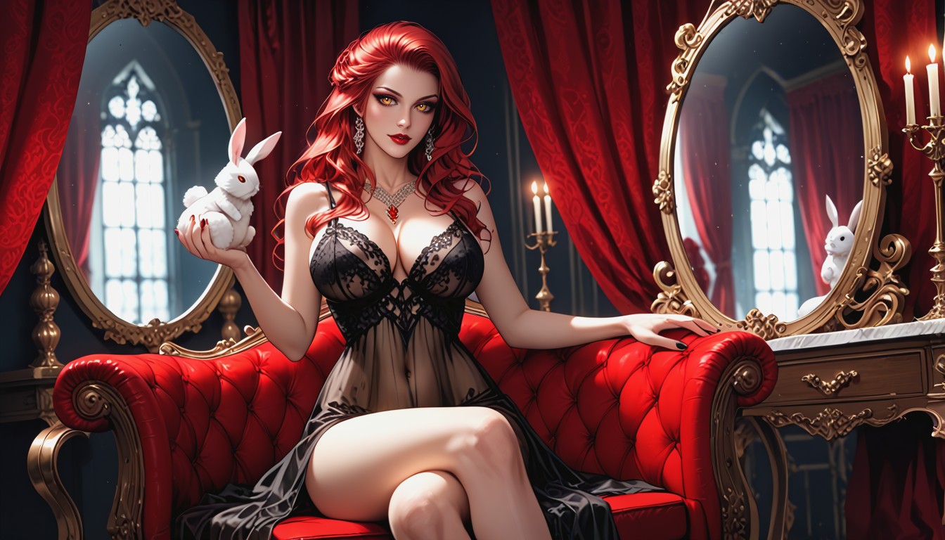 Graceful And Commanding Figure, 1 Person, Black Velvet Drapery Hentai AI Porn