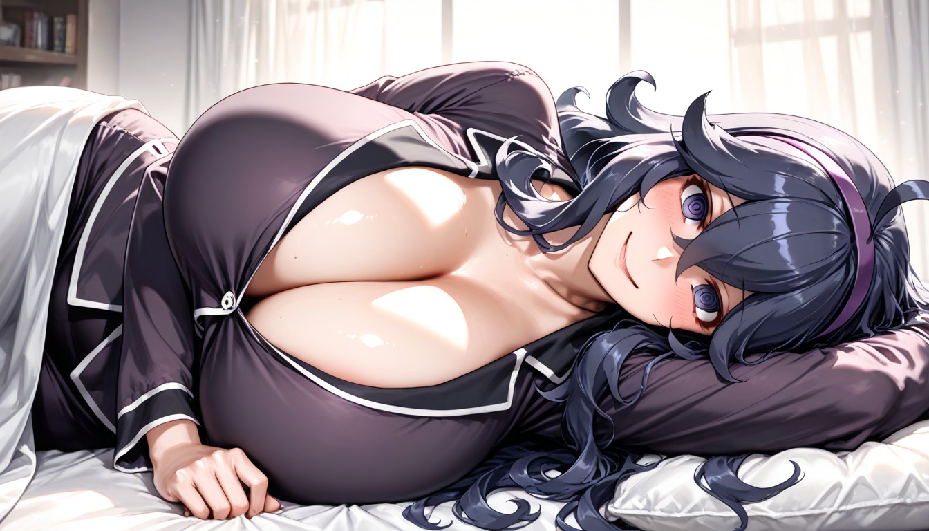 Detailed Face, Breasts Only, She Stroking His Hair Hentai IA