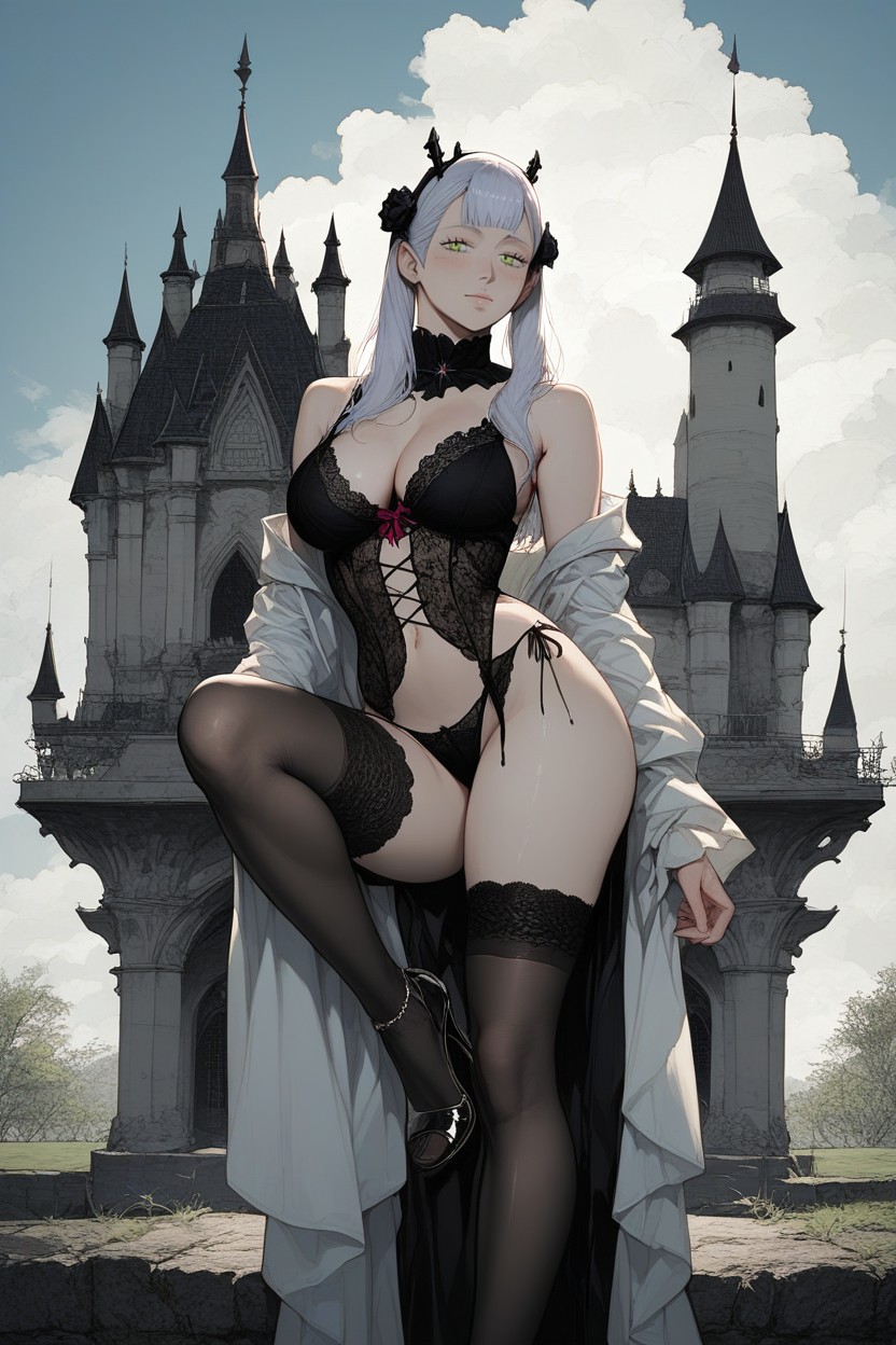 Ash Hair, Soft Lighting, Green Forests Hentai AI Porn
