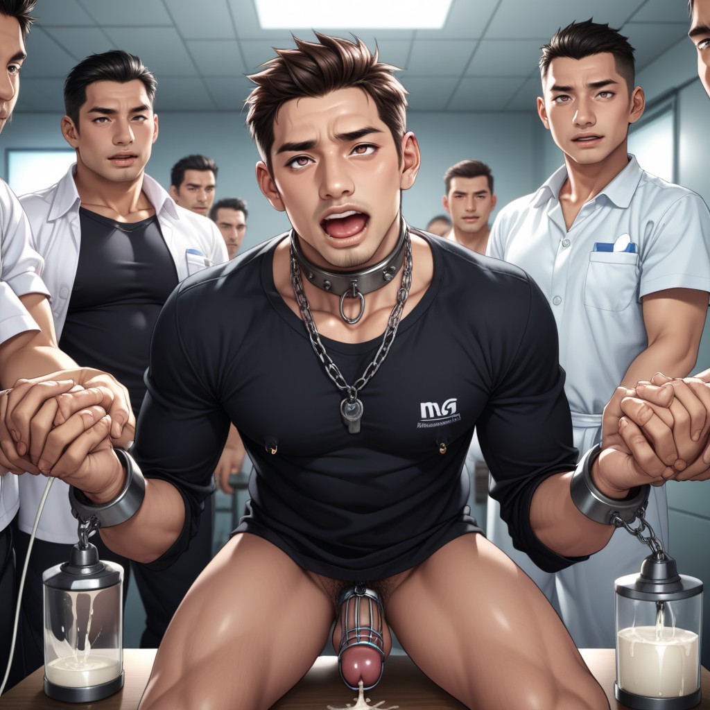 Cumming, Sprawled Out On The Table, Chain Leash On The Neck Porno IA Gay