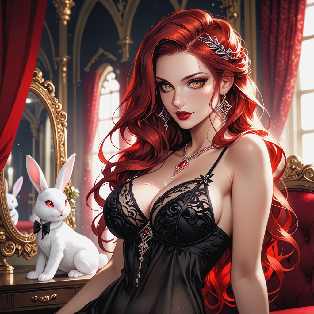 Beautiful Detailed Female Vampire, 1 Person, Snatched Waist Hentai AI Porn