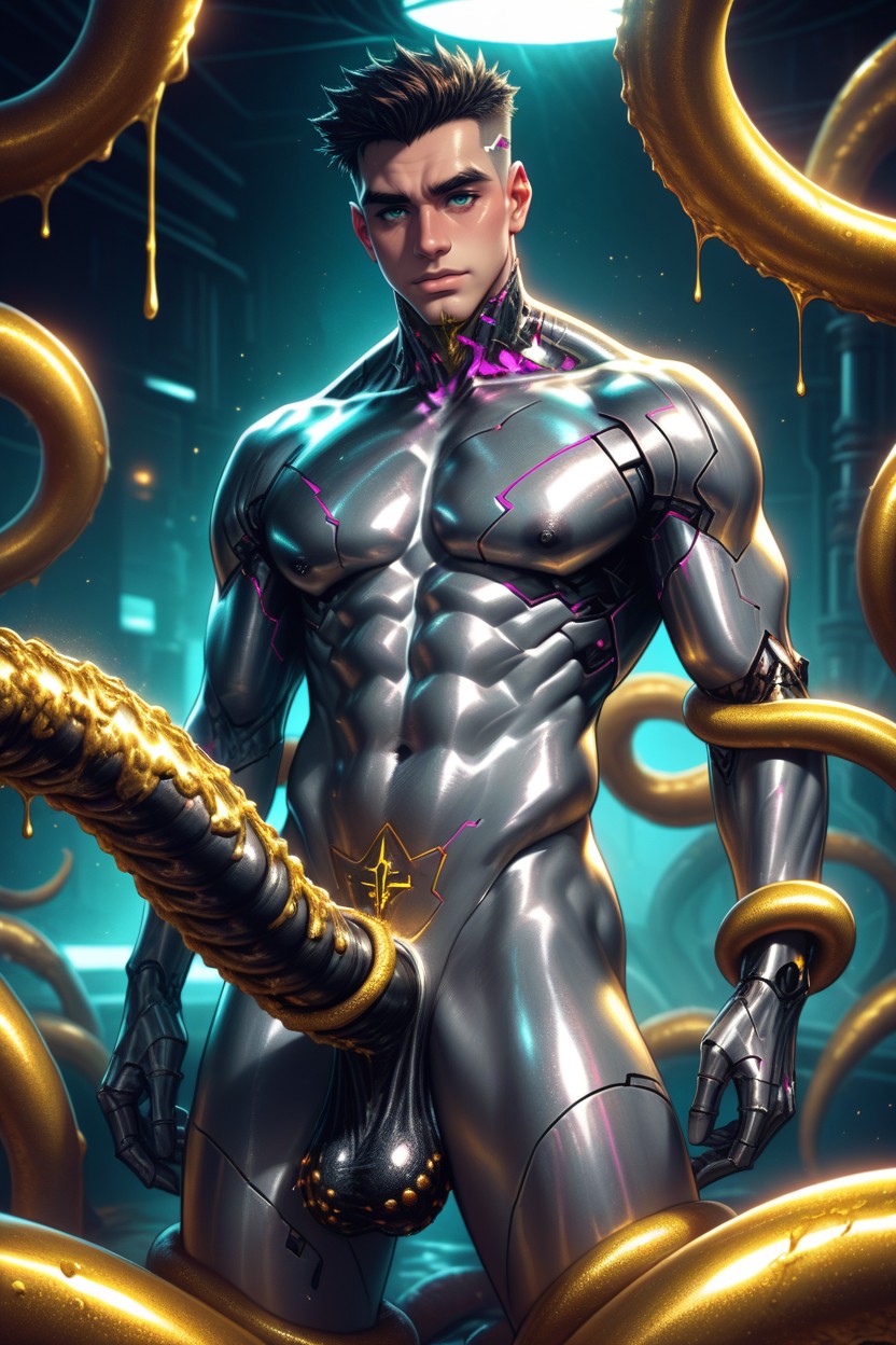 Cyberpunk Goo On Skin, Movement Effect, Puffy Urethra ゲイAIポルノ