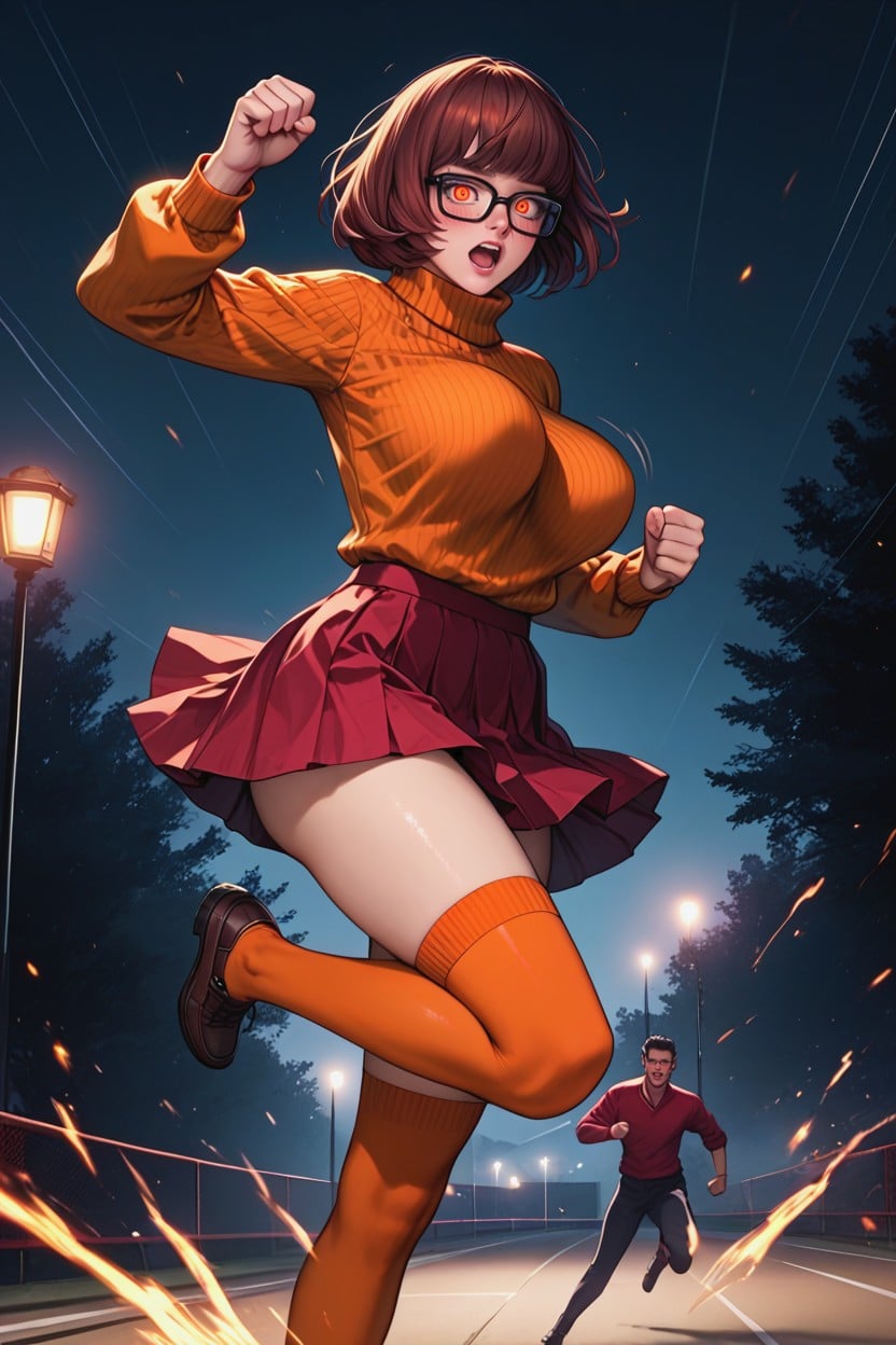 Night, Kick, Bouncing Breasts Hentai IA
