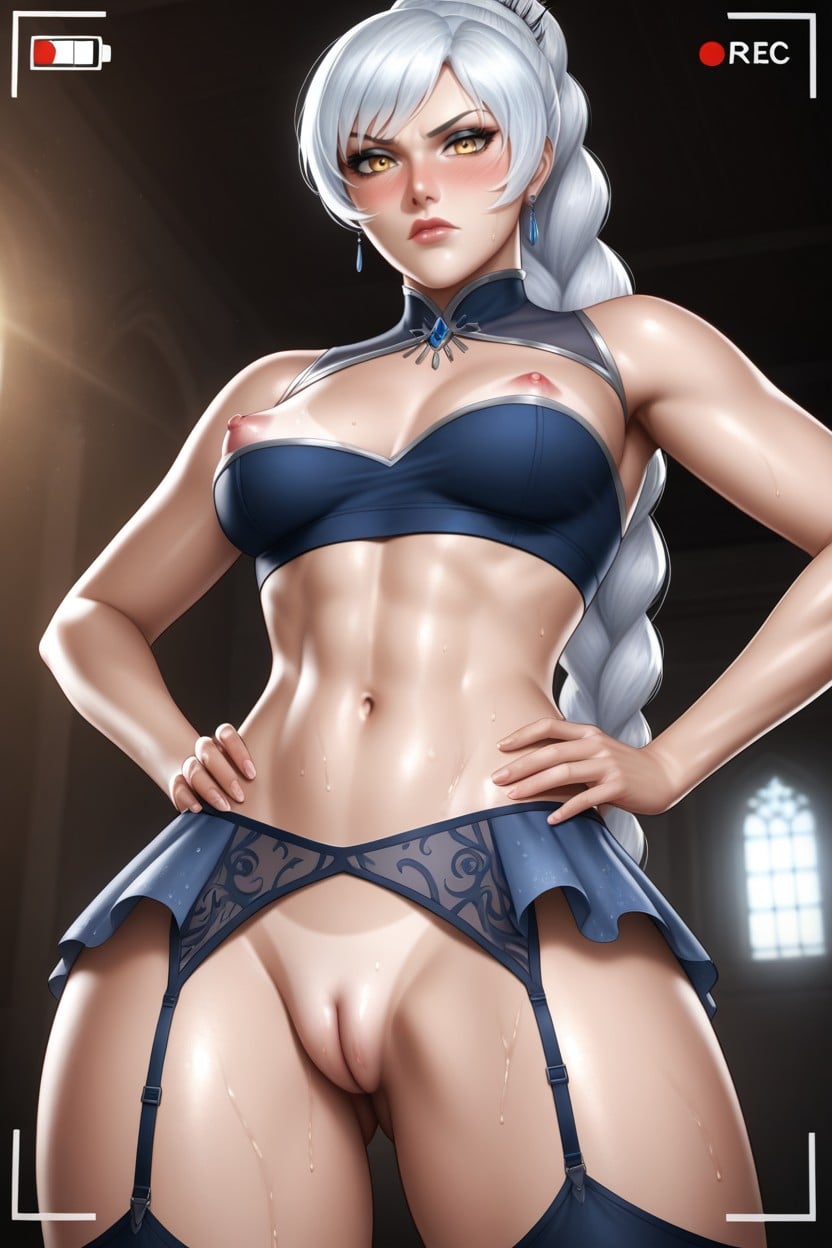 Jutting Puffy Nipples, Skinny, White Hair AI Porn