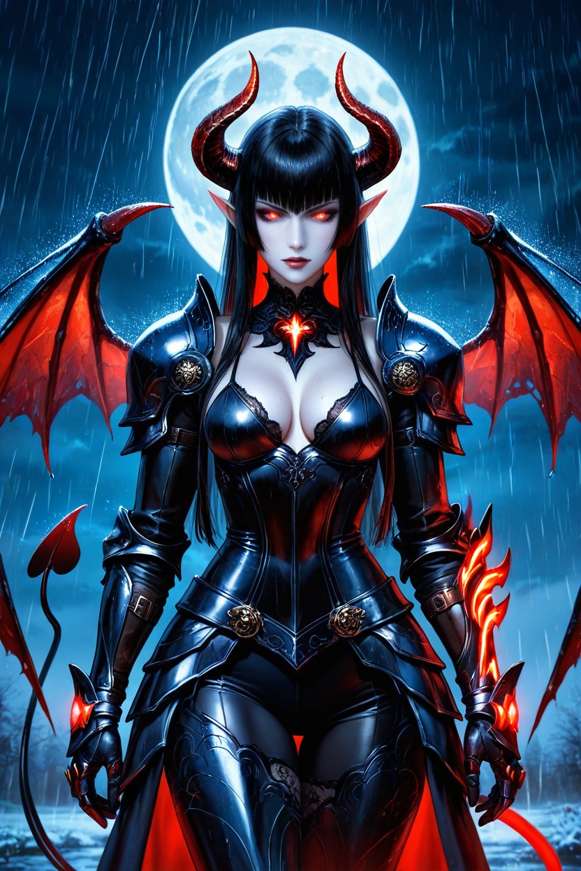 Standing, Big Demon Wings, Moon AI Porn