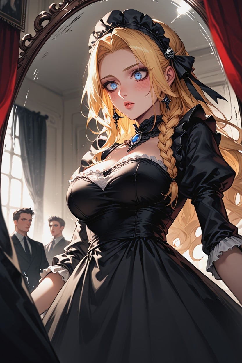 Wide Angle, Gothic Tone, Black Maid Apron Dress Hentai AI Porn