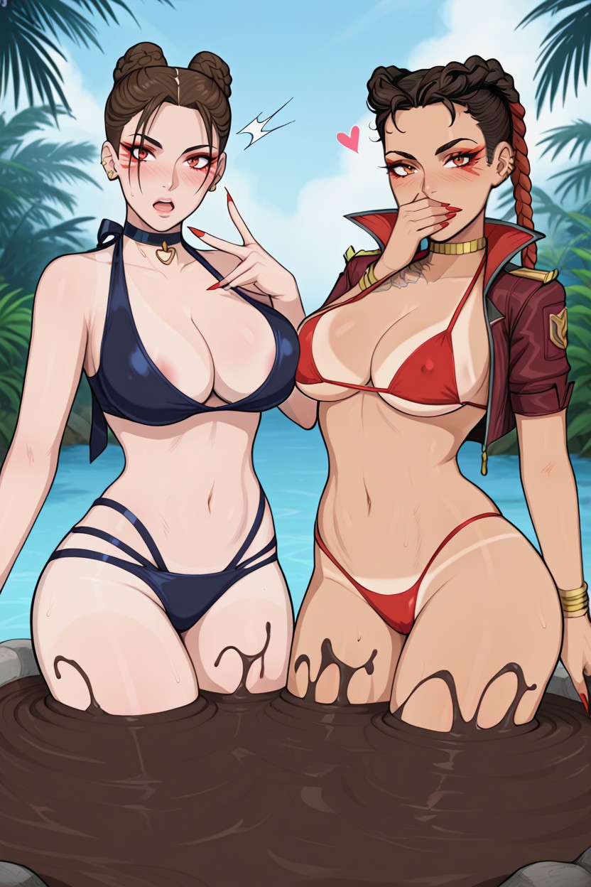 Thong Strap Visible, Front View, Cleavage Hentai AI Porn