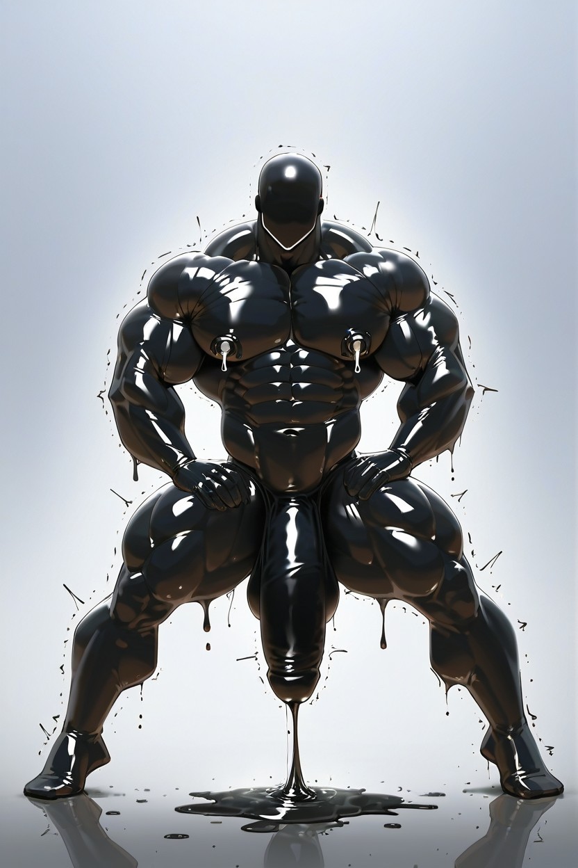 Black Liquid Man, Smooth Groin, Thick Gelatinous Thighs Porno gay IA