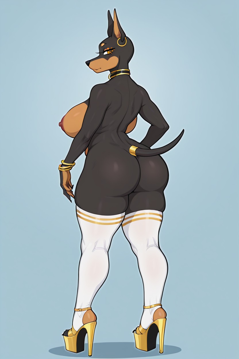 Black Fur, 25+, Front And Back Furry AI Porn