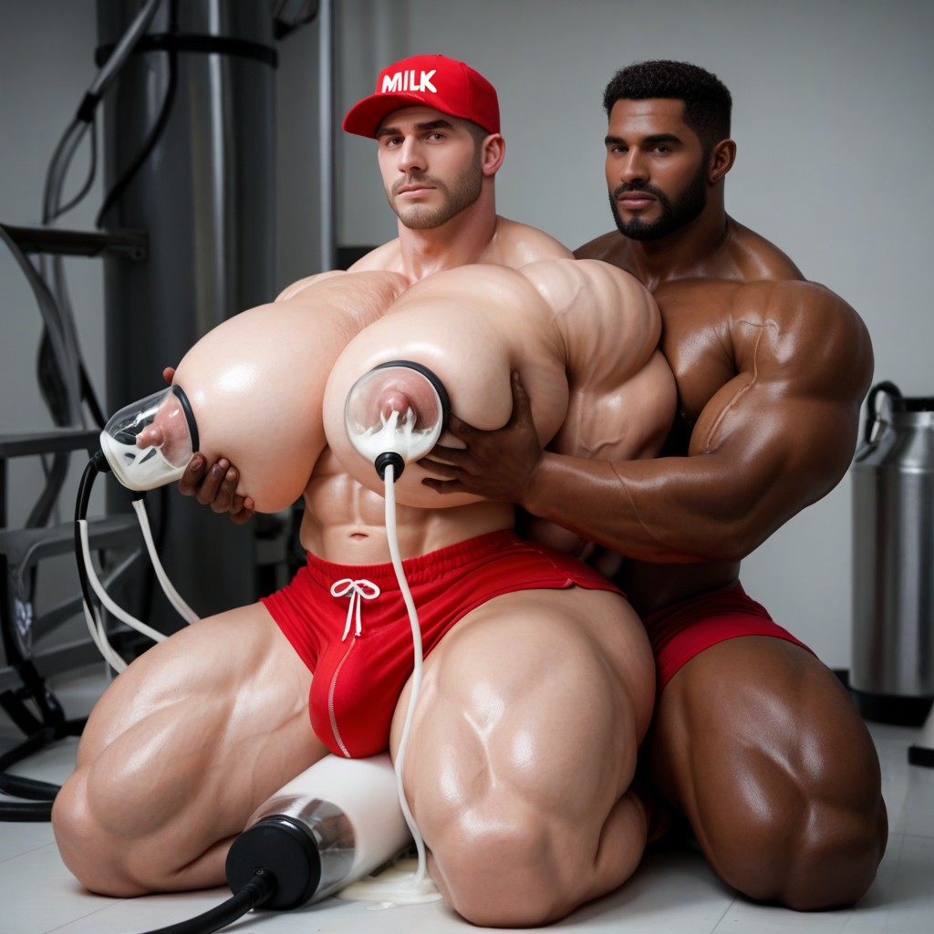 Man, Huge Arms, Pinching Nipples AI Gay Porn