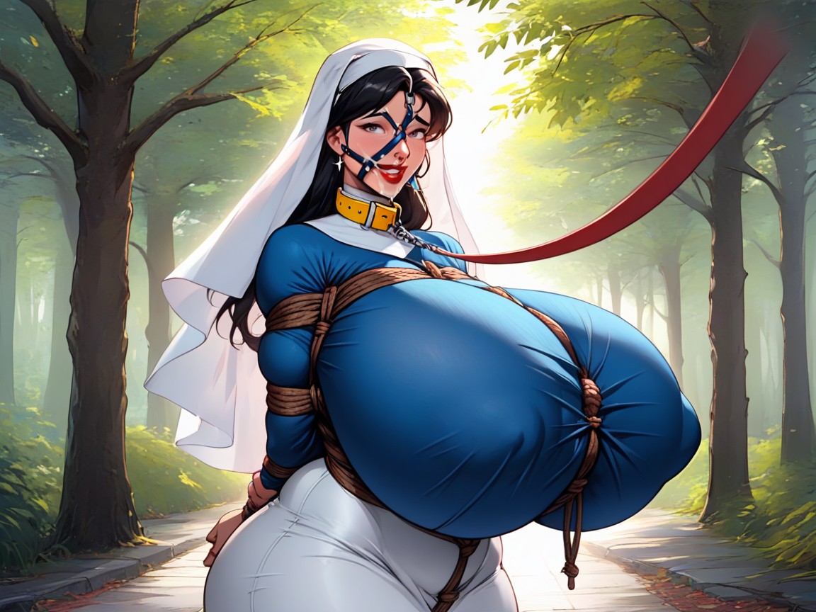 Nose Hook, Blue Sweater, Light Blue Collar AI Porn